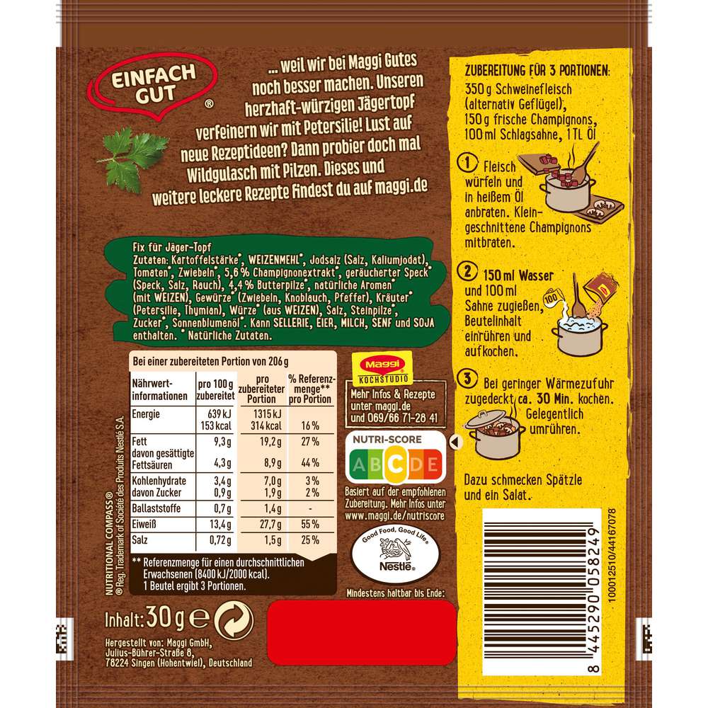 Produktabbildung Maggi Fix-Würzmischung, Jägertopf