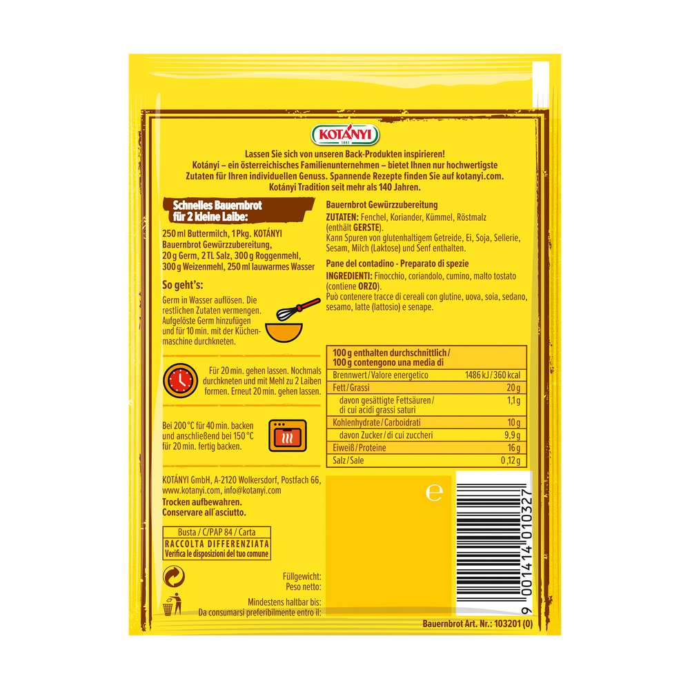 Produktabbildung Kotányi Bauernbrot-Gewürz