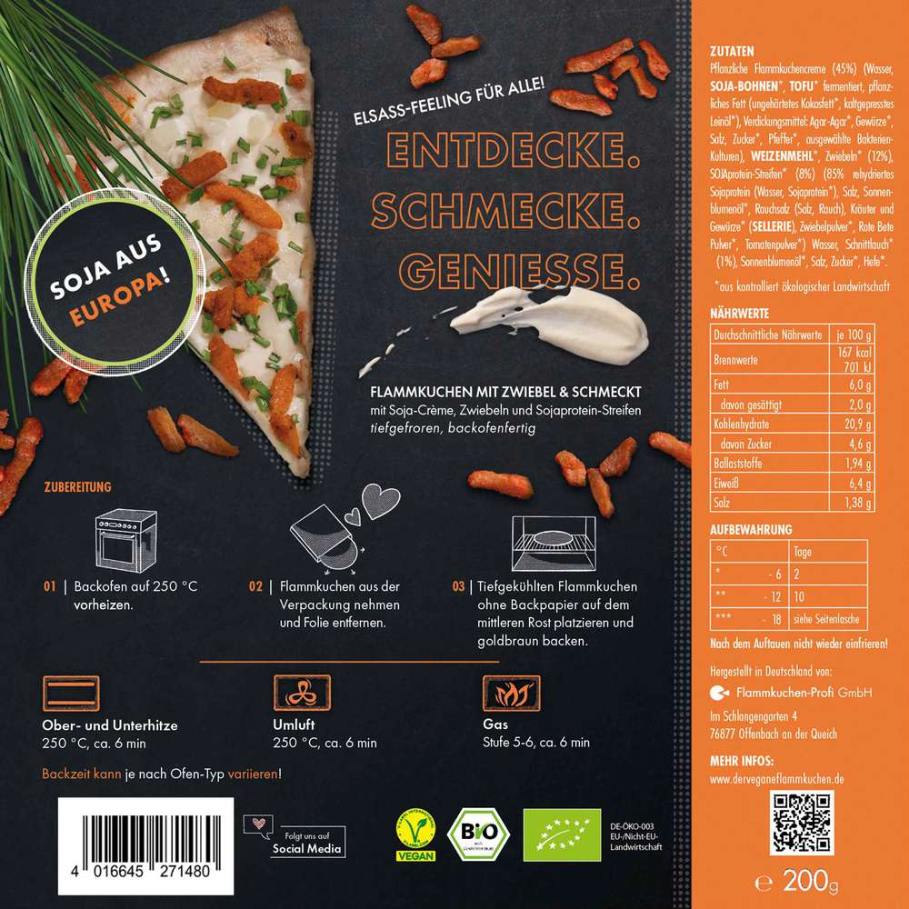 Produktabbildung Flammkuchen Profi Flammkuchen vegan Zwiebeln & Schmeckt, tiefgekühlt