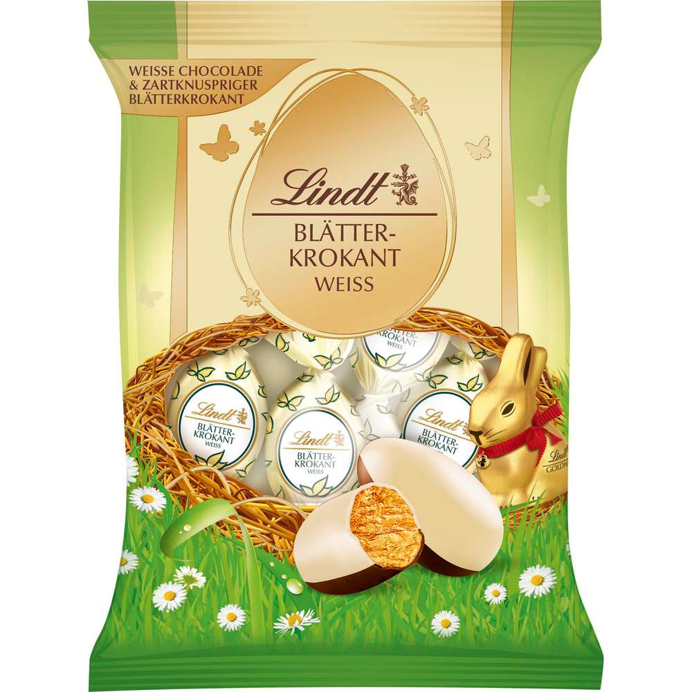 Produktabbildung Lindt Blätterkrokant Eier Weiß