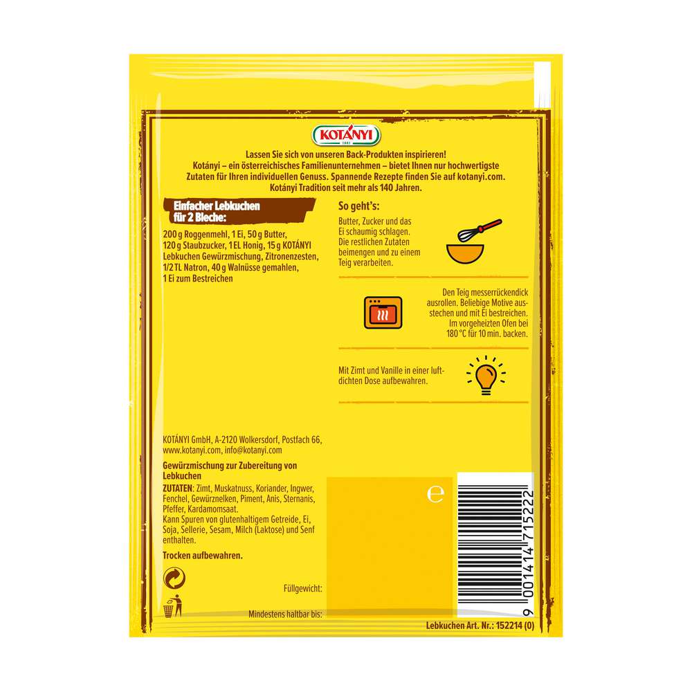 Produktabbildung Kotányi Lebkuchen Gewürzmischung