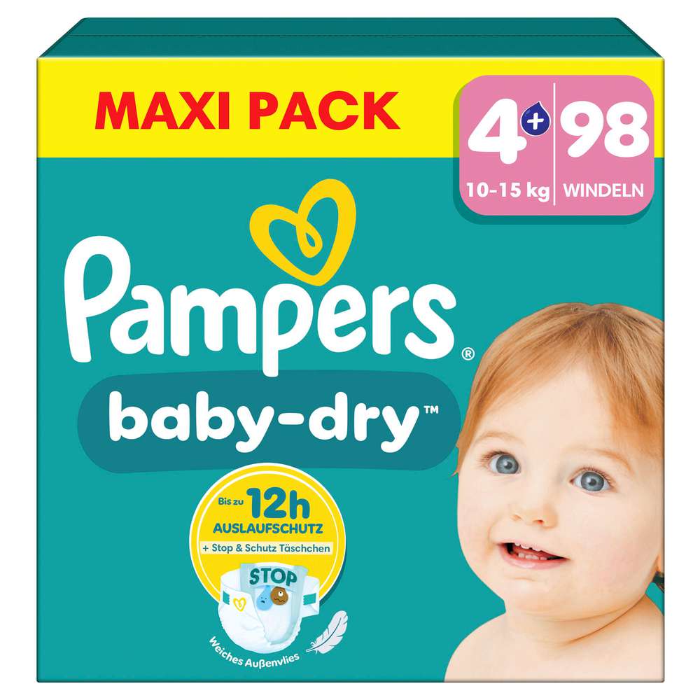 Produktabbildung Pampers Windeln Baby Dry Gr.4+ Maxi 10-15kg, XXL-Pack