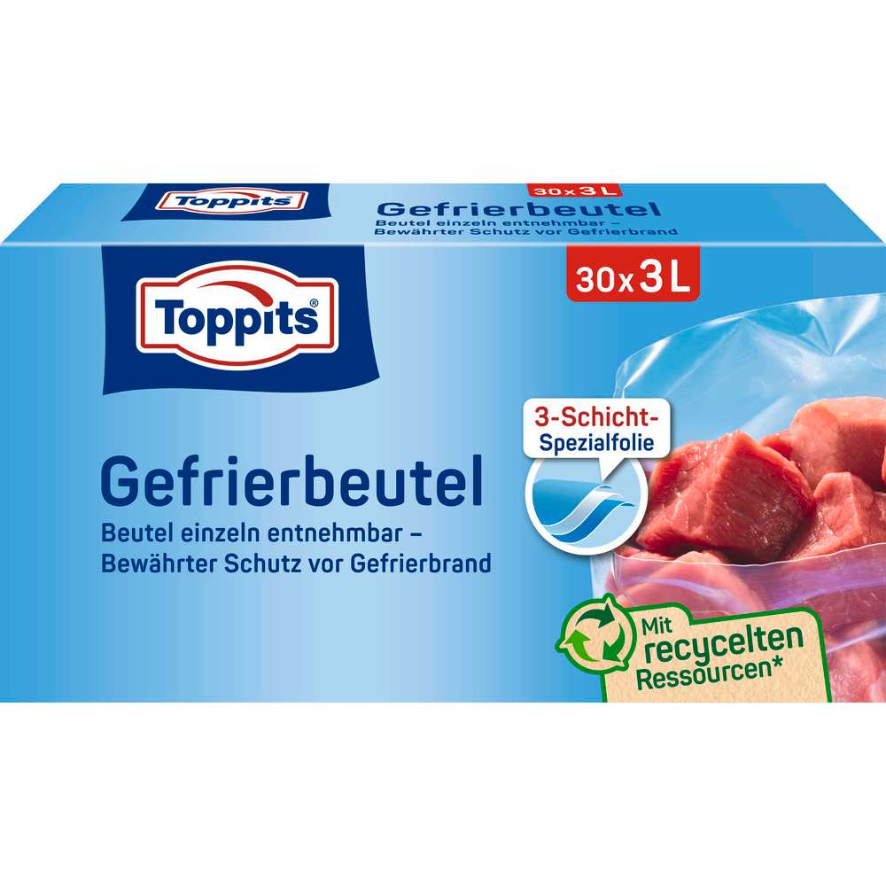 Produktabbildung Toppits Gefrierbeutel mit Standboden, 3l