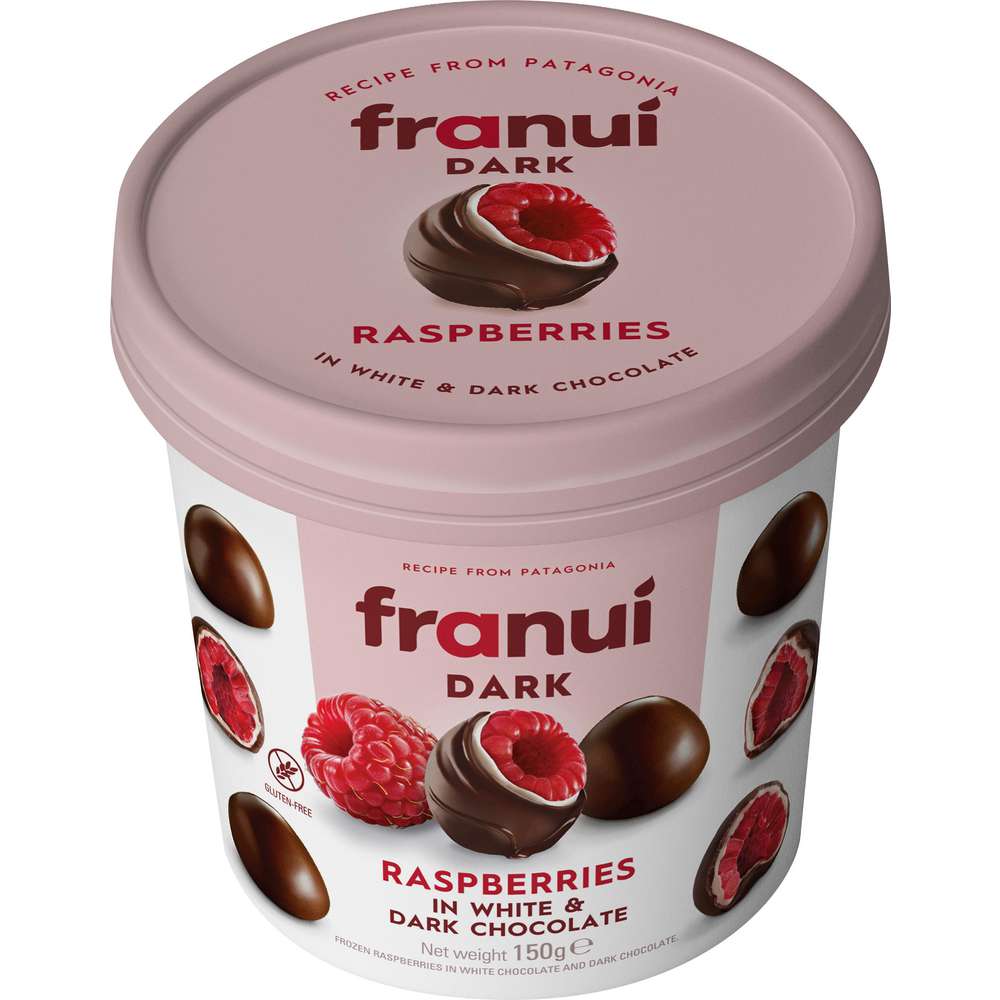 Produktabbildung franui Gefrorene Himbeeren in dunkler Schokolade