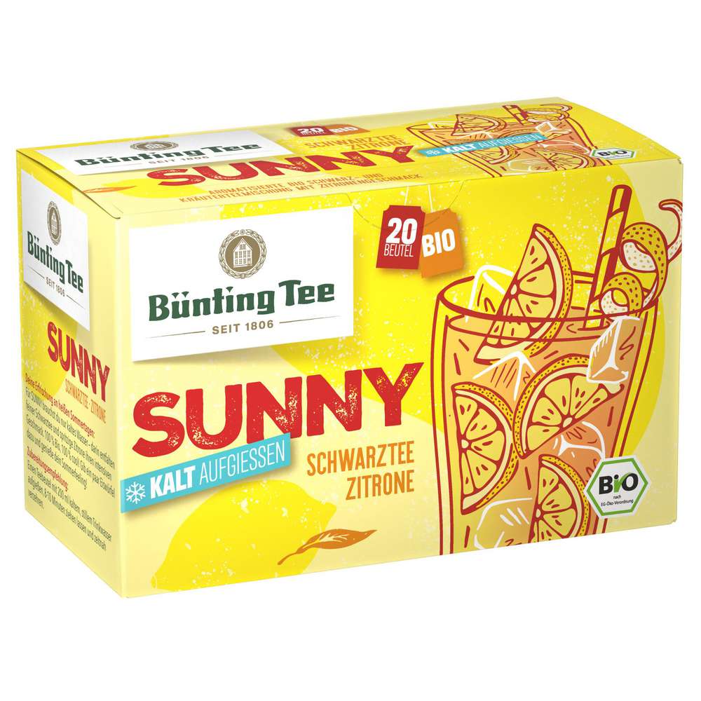Produktabbildung Bünting Tee Bio Schwarztee Sunny kalt aufgießen, Zitrone