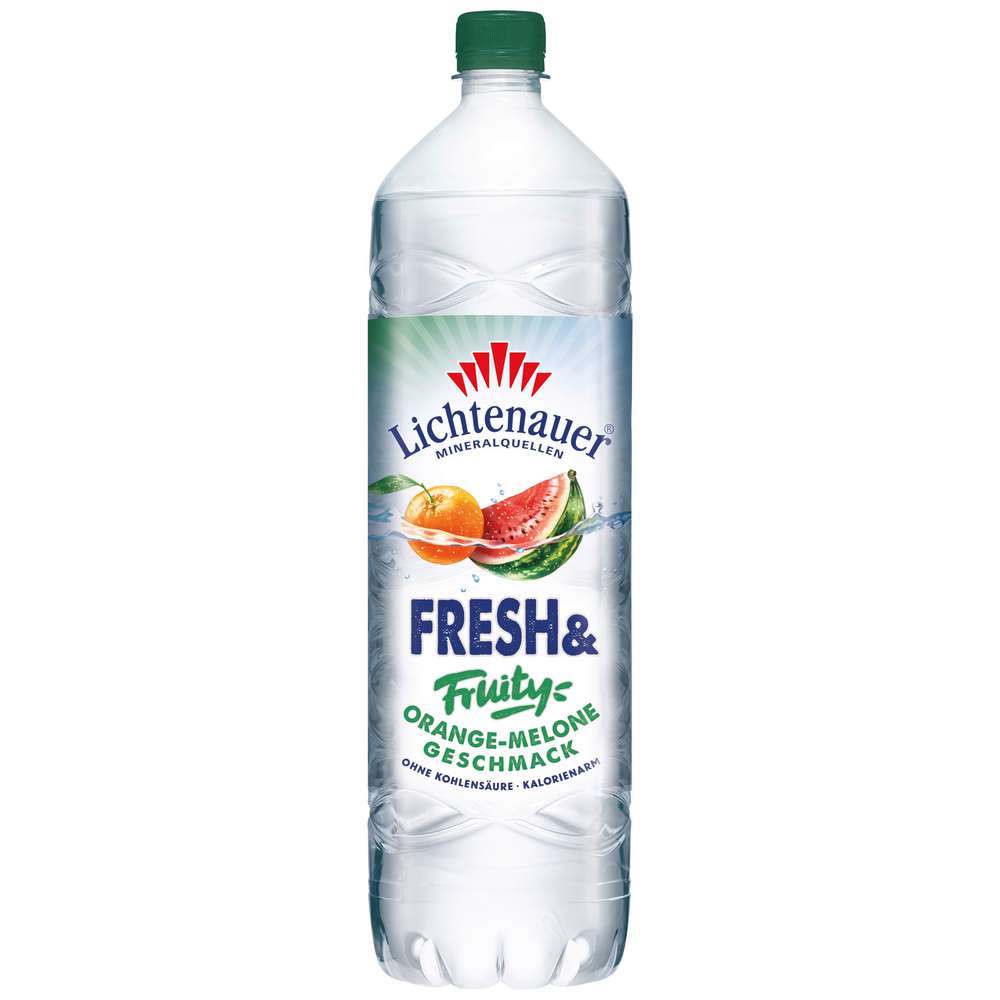Produktabbildung Lichtenauer Wasser mit Geschmack Fresh'n Fruity, Melone-Orange-Geschmack, Naturell