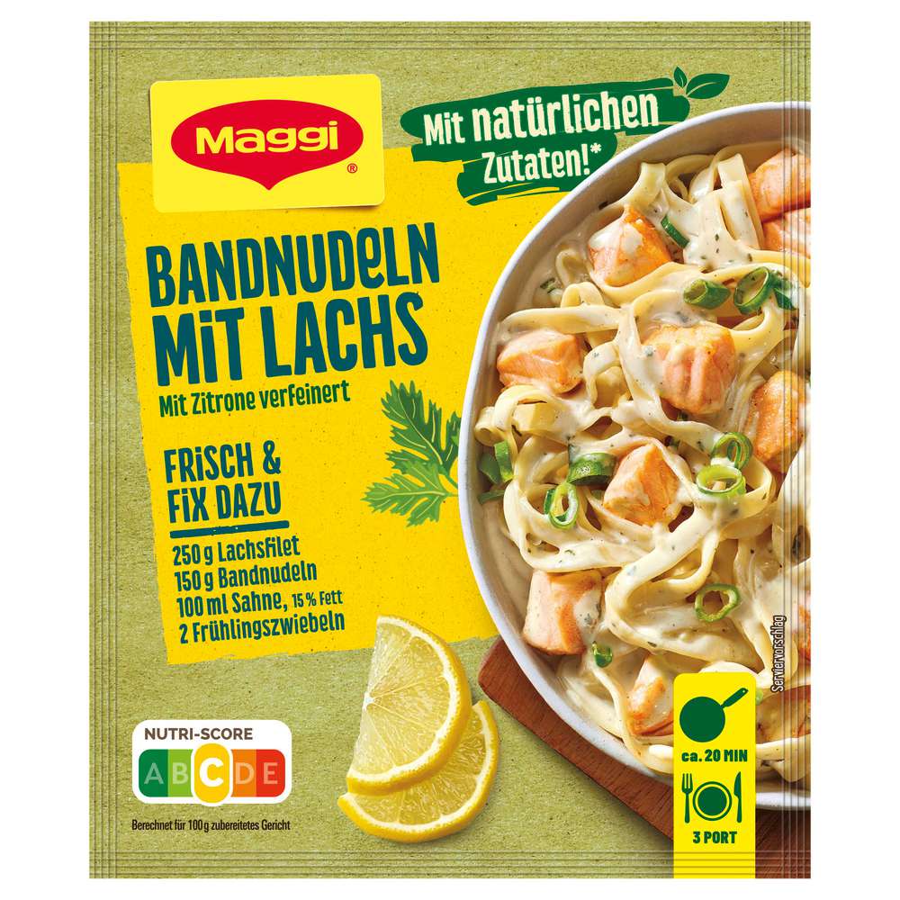 Produktabbildung Maggi Gewürzmischung Fix, Bandnudeln mit Lachs 100 % natürliche Zutaten