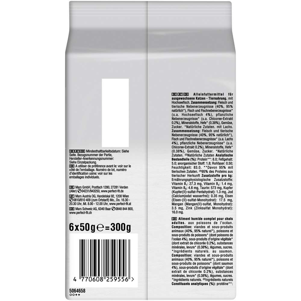 Produktabbildung Perfect Fit Natural Vitality Katzen-Nassfutter, Seefisch/Lachs