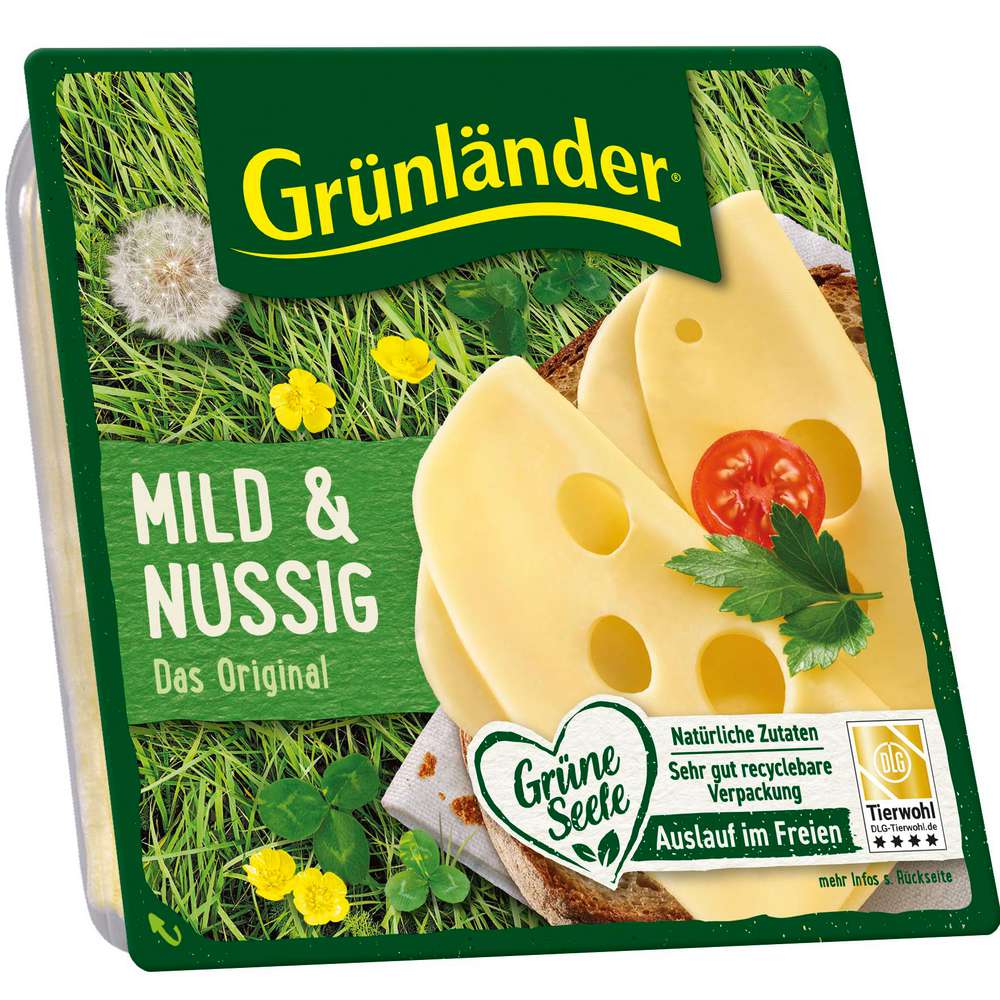 Produktabbildung Grünländer Käsescheiben, mild/nussig