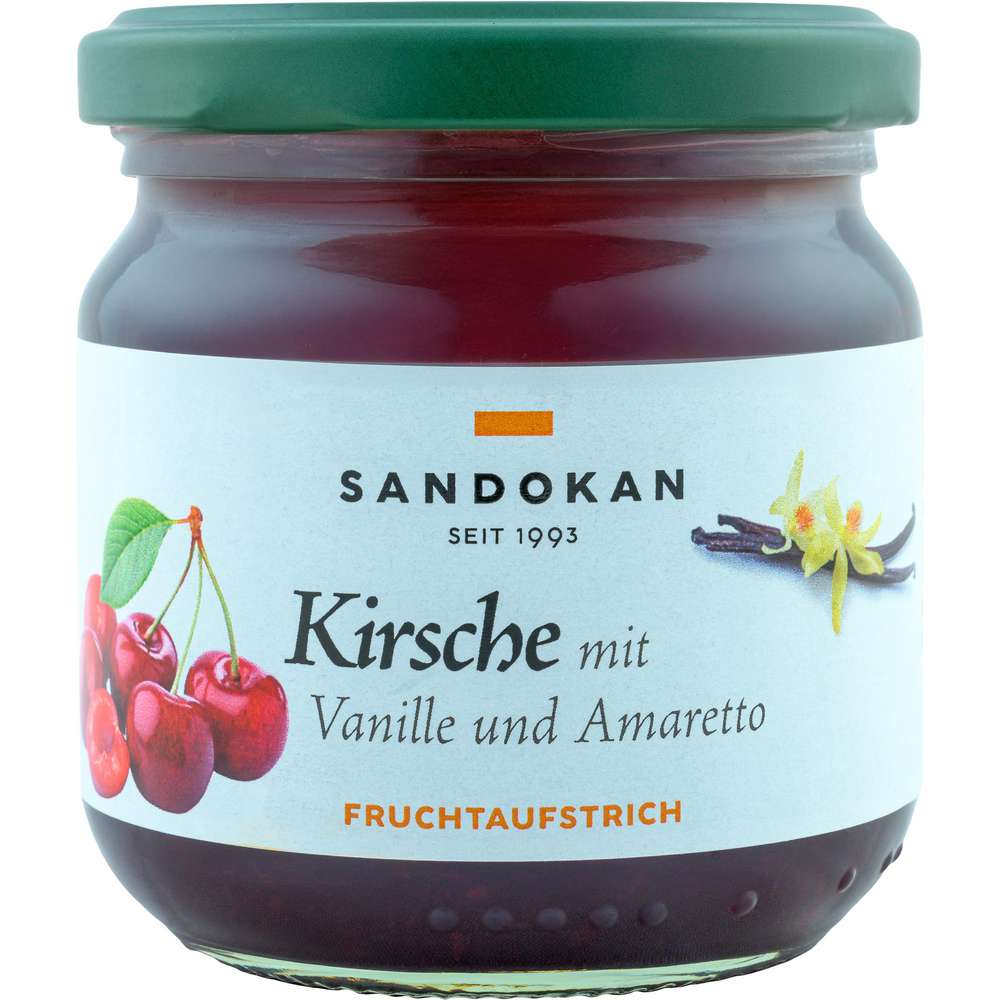 Produktabbildung Sandokan Fruchtaufstrich Kirsche mit Vanille & Amaretto