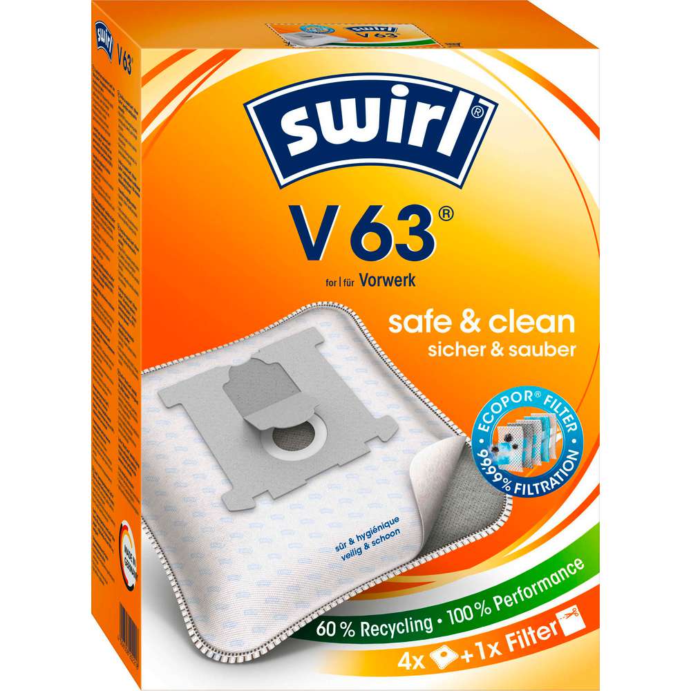 Produktabbildung Swirl Staubsaugerbeutel V 63, safe & clean
