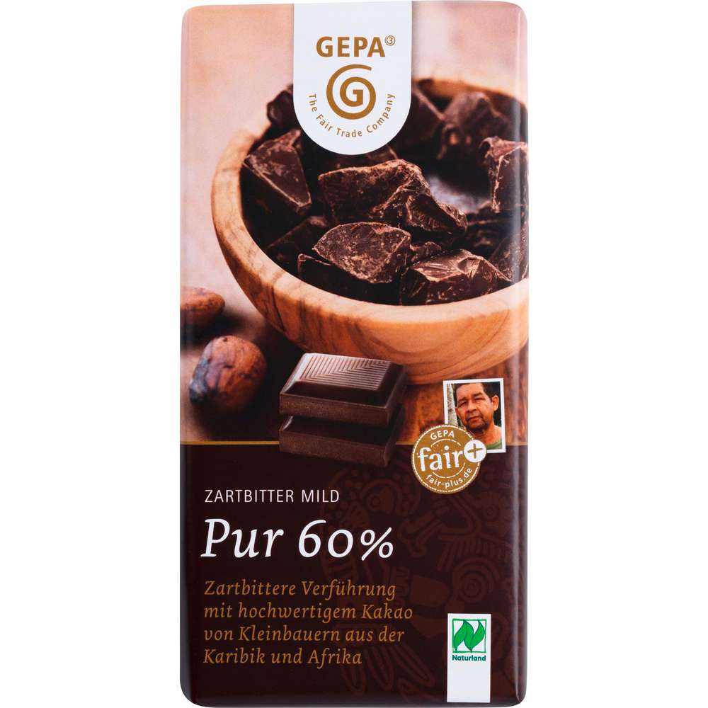 Produktabbildung Gepa Bio  Tafelschokolade, Pur 60%/Zartbitter