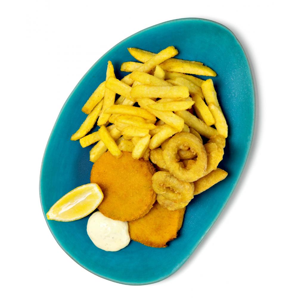 Produktabbildung GLOBUS Tagesgericht Freitag: Backfischteller mit Sauce Tartar, dazu Pommes frites