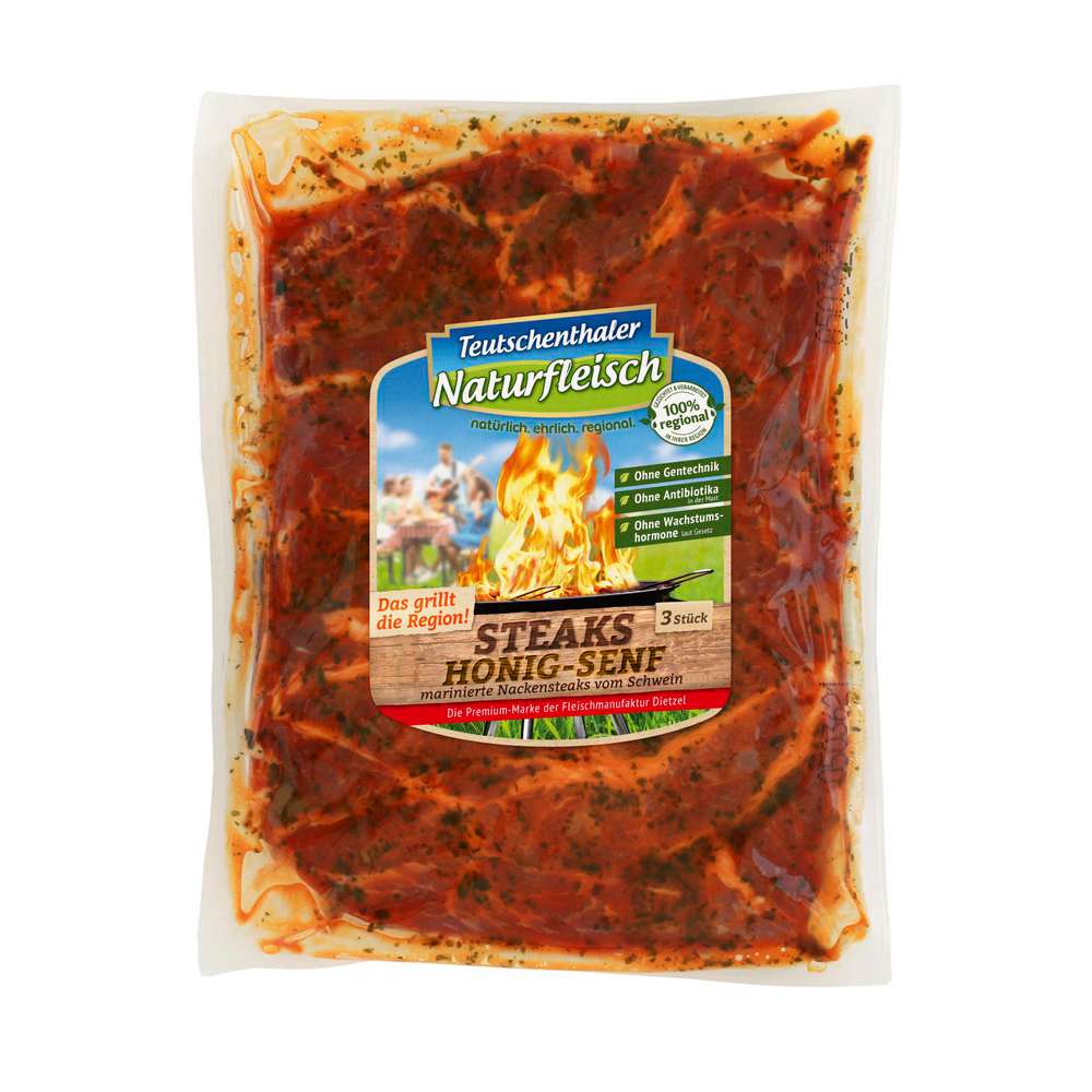 Produktabbildung Teutschenthaler Naturfleisch Nackensteaks Honig-Senf
