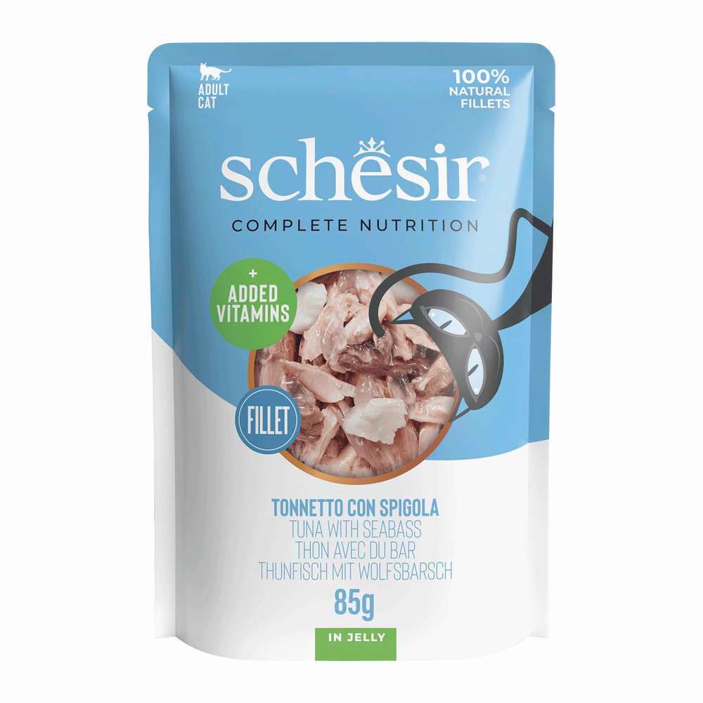Produktabbildung Schesir Katzen-Nassfutter Adult, Thunfisch/Wolfsbarsch