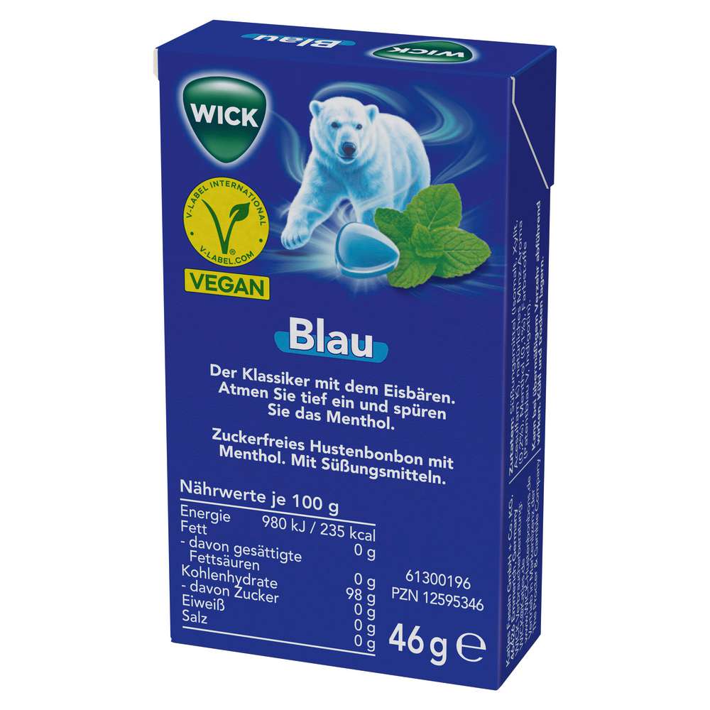 Produktabbildung Wick Bonbons Blau Menthol, ohne Zucker