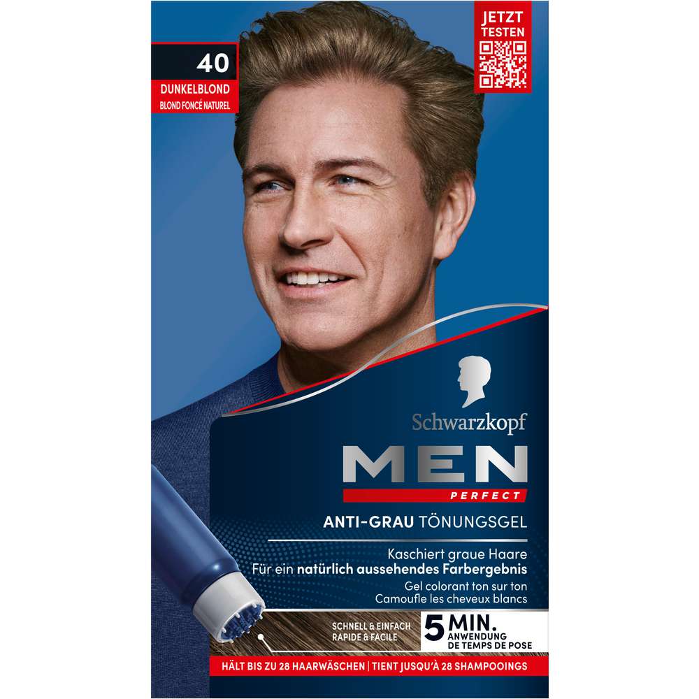 Produktabbildung Schwarzkopf Men Perfect Anti-Grau Tönungs-Gel 40, Natur Dunkelblond