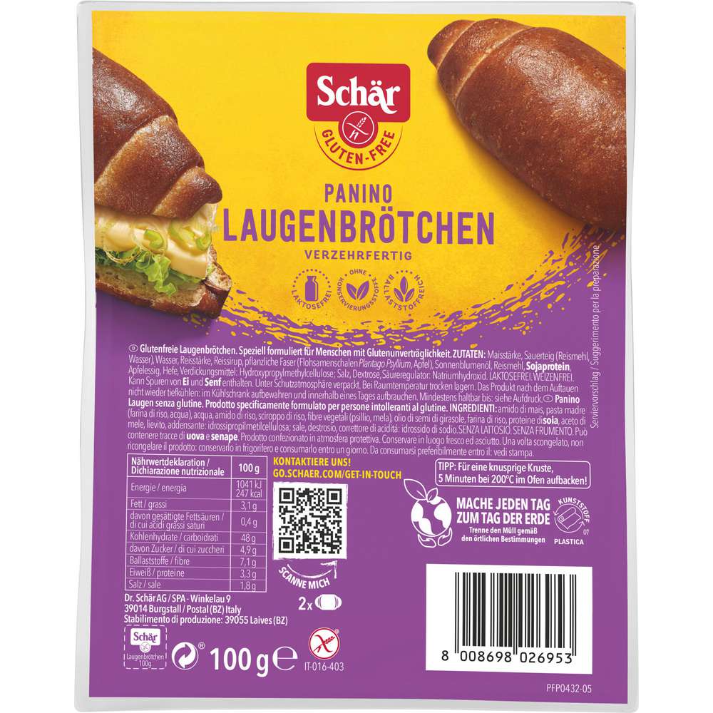 Produktabbildung Schär Panino Laugenbrötchen, verzehrfertig, glutenfrei