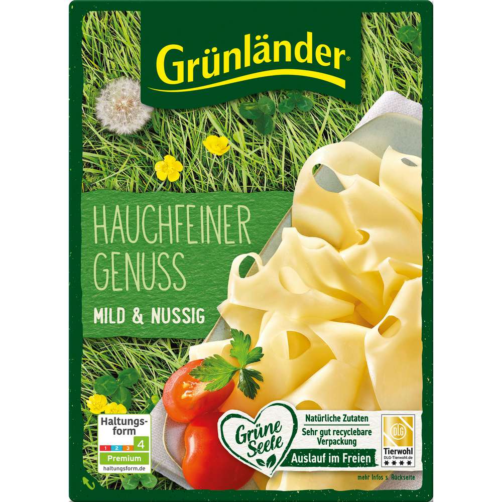Produktabbildung Grünländer Käsescheiben Hauchfeiner Genuss, mild & nussig
