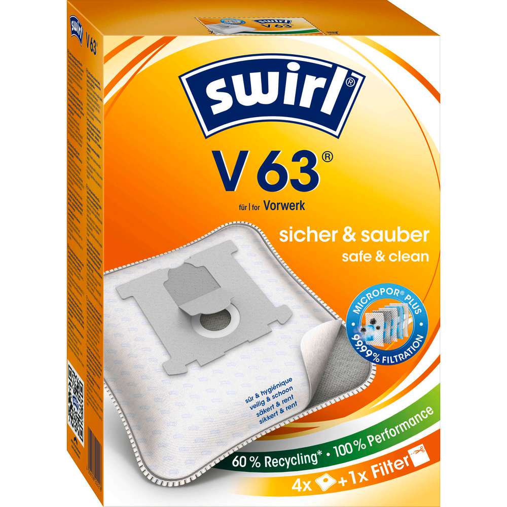 Produktabbildung Swirl Staubsaugerbeutel V 63, safe & clean