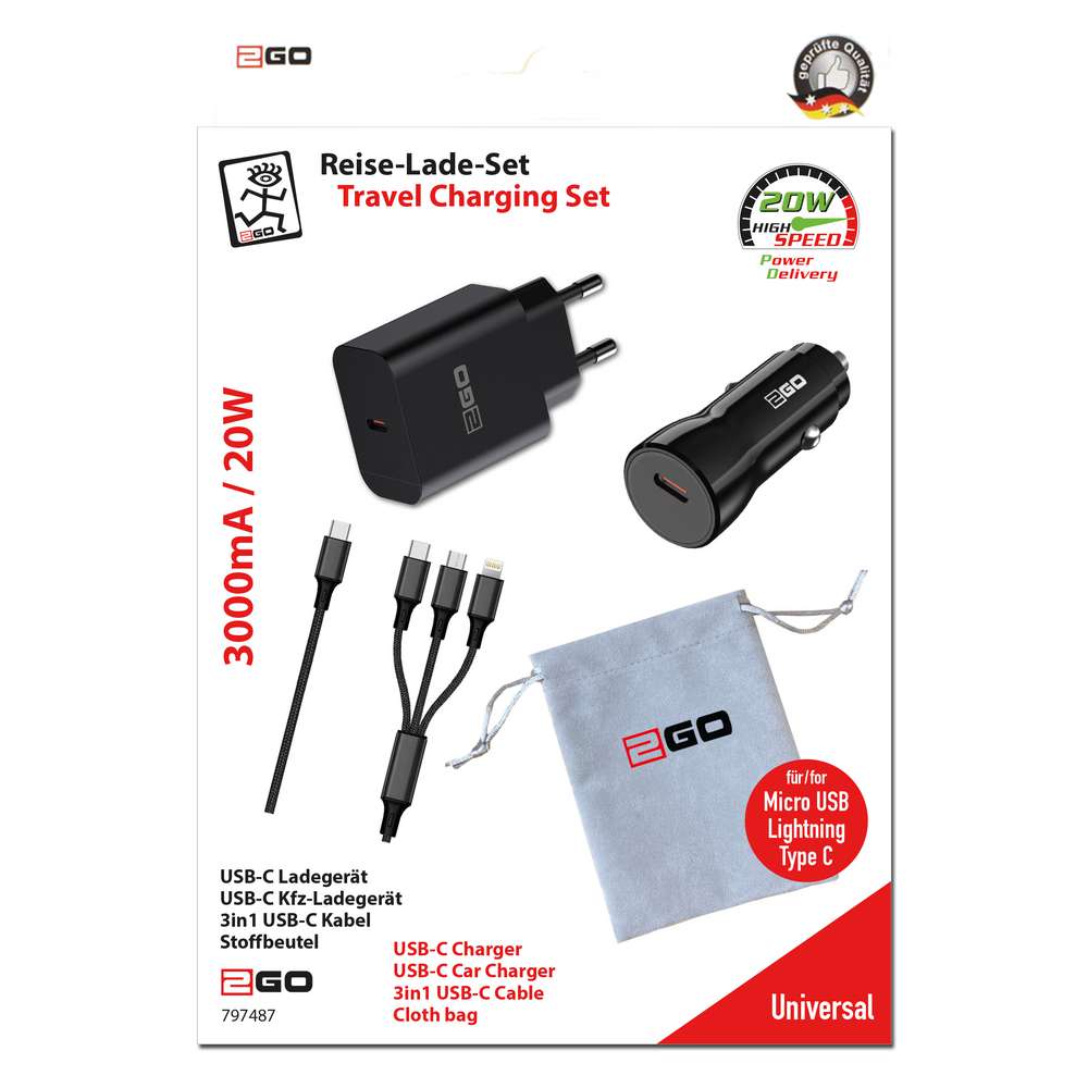 Produktabbildung 2GO Reise-Ladeset 12/24V & 100-240V