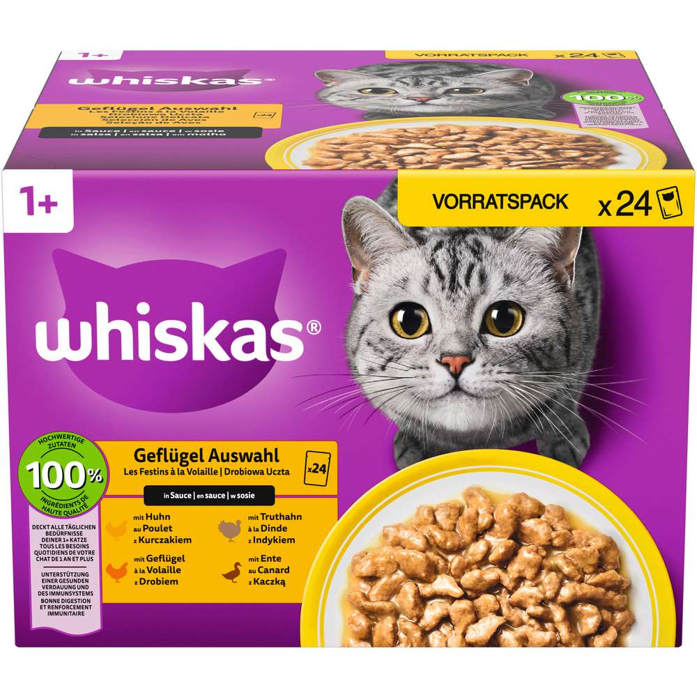 Produktabbildung Whiskas Katzen-Nassfutter, Geflügel in Sauce