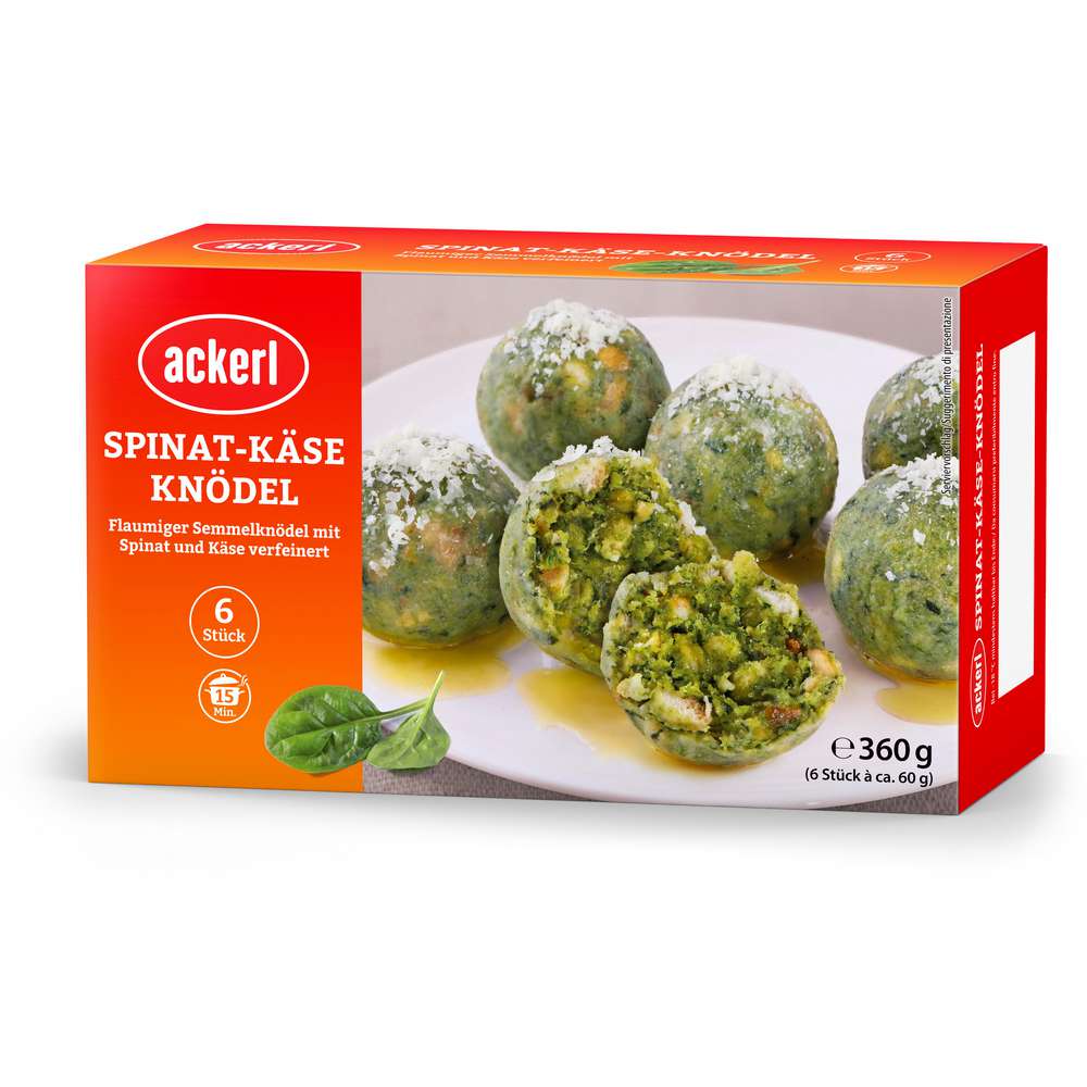 Produktabbildung Ackerl Spinat-Käse Knödel, tiefgekühlt