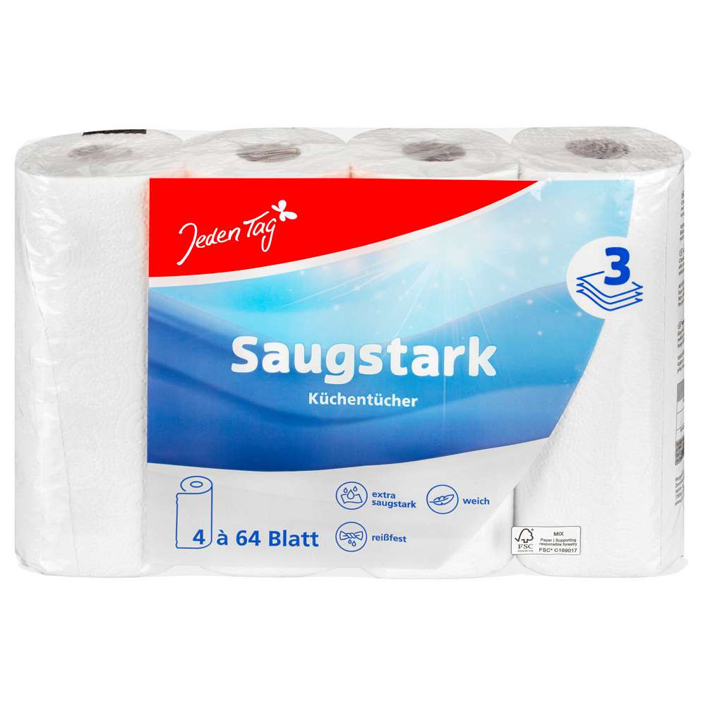 Produktabbildung Jeden Tag Küchentücher 4 x 64 Blatt