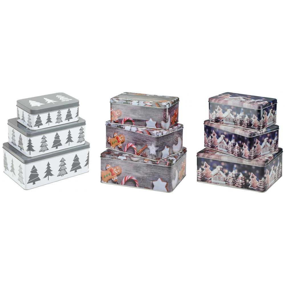 Produktabbildung keine Marke Weihnachts-Keksdosen, je 3er-Set
