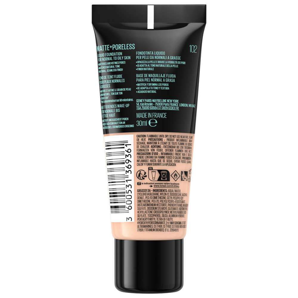 Produktabbildung Maybelline Foundation Fit Me Matte & Poreless 102 Fair Ivory