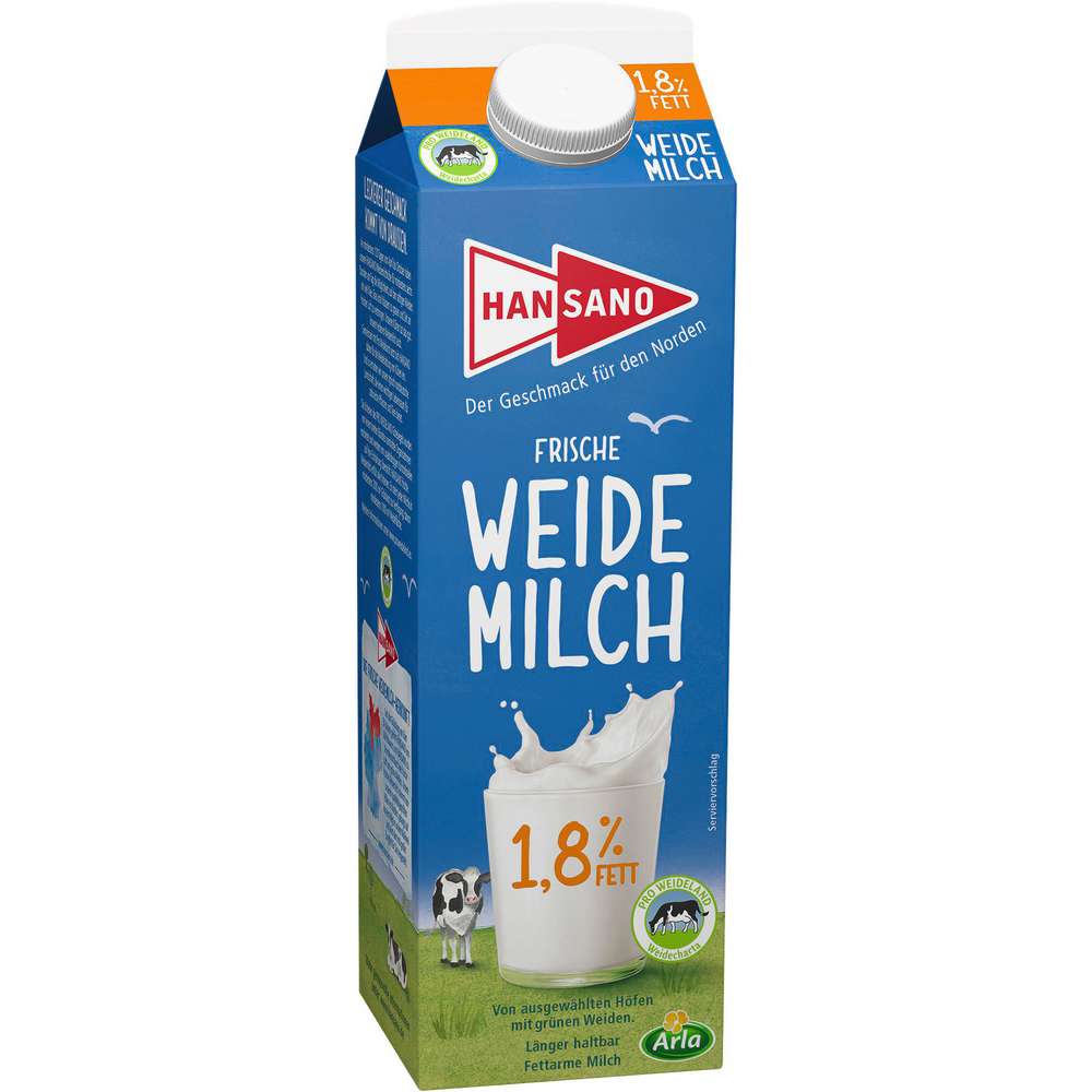 Produktabbildung Hansano Weidemilch, 1,8% Fett