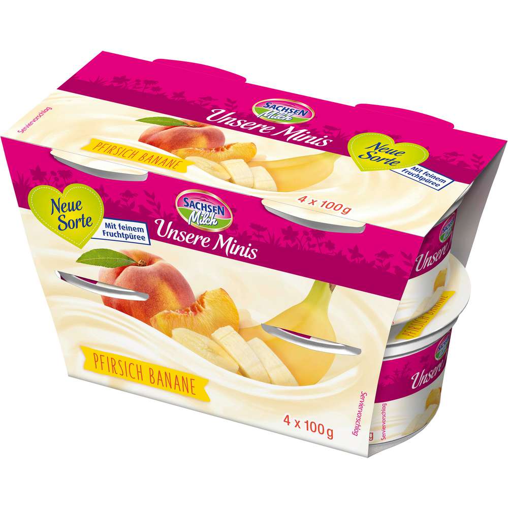 Produktabbildung Sachsenmilch Unsere Minis, Fruchtjoghurt Pfirsich-Banane