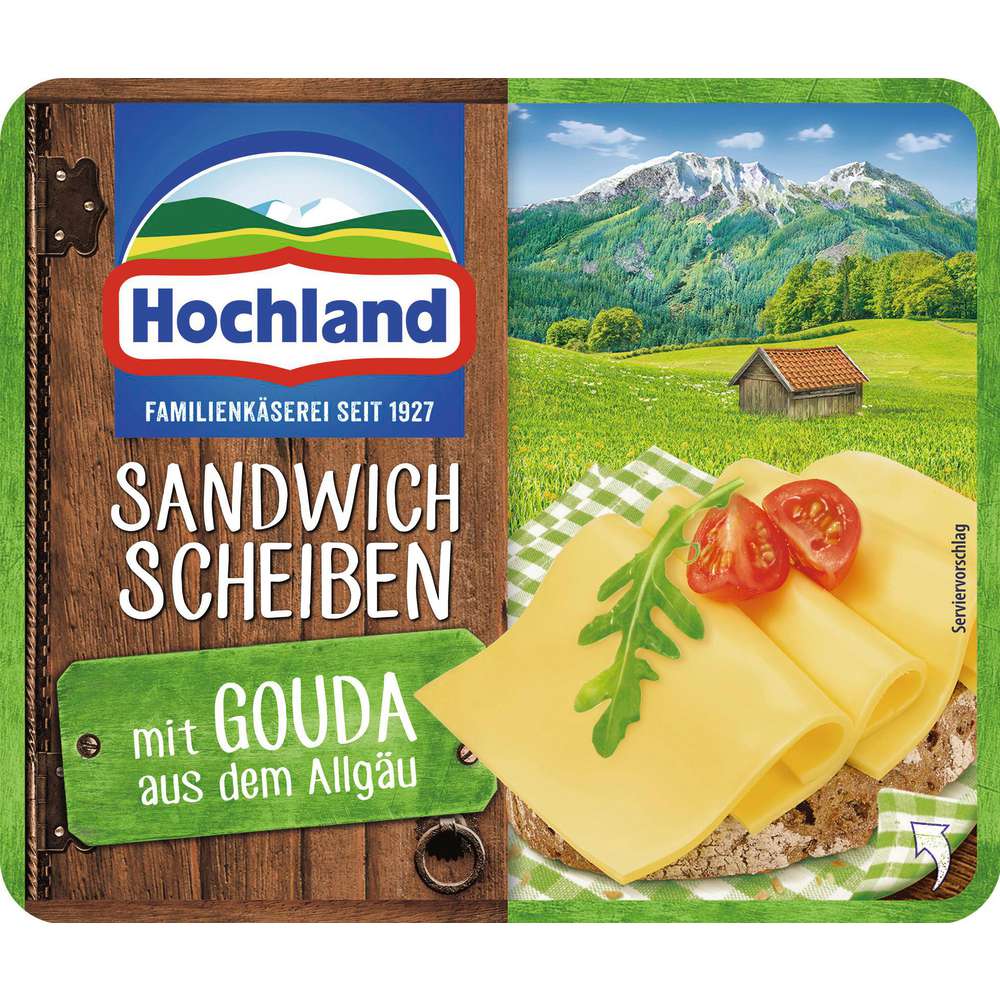 Produktabbildung Hochland Schmelzkäse-Sandwich Scheiben, Gouda
