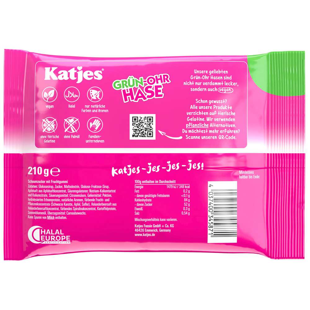 Produktabbildung Katjes Fruchtgummi Grün-Ohr-Hase, Vegan