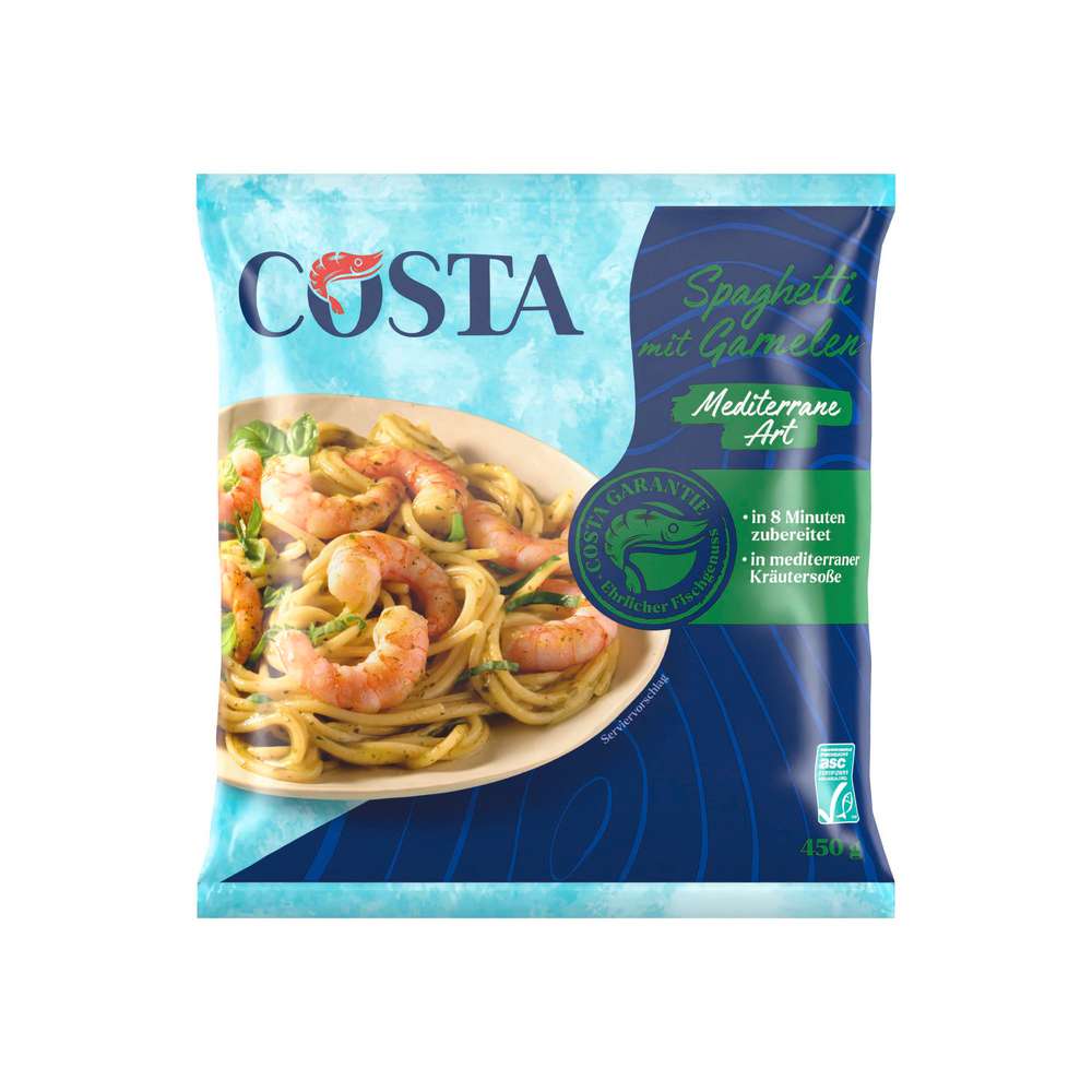 Produktabbildung Costa Spaghetti mit Garnelen mediterrane Art, tiefgekühlt