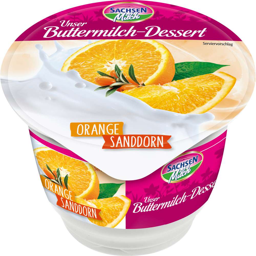 Produktabbildung Sachsenmilch Buttermilch-Dessert, Orange-Sanddorn