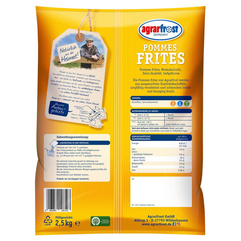 Produktabbildung Agrarfrost Pommes Frites Feinschnitt, tiefgekühlt