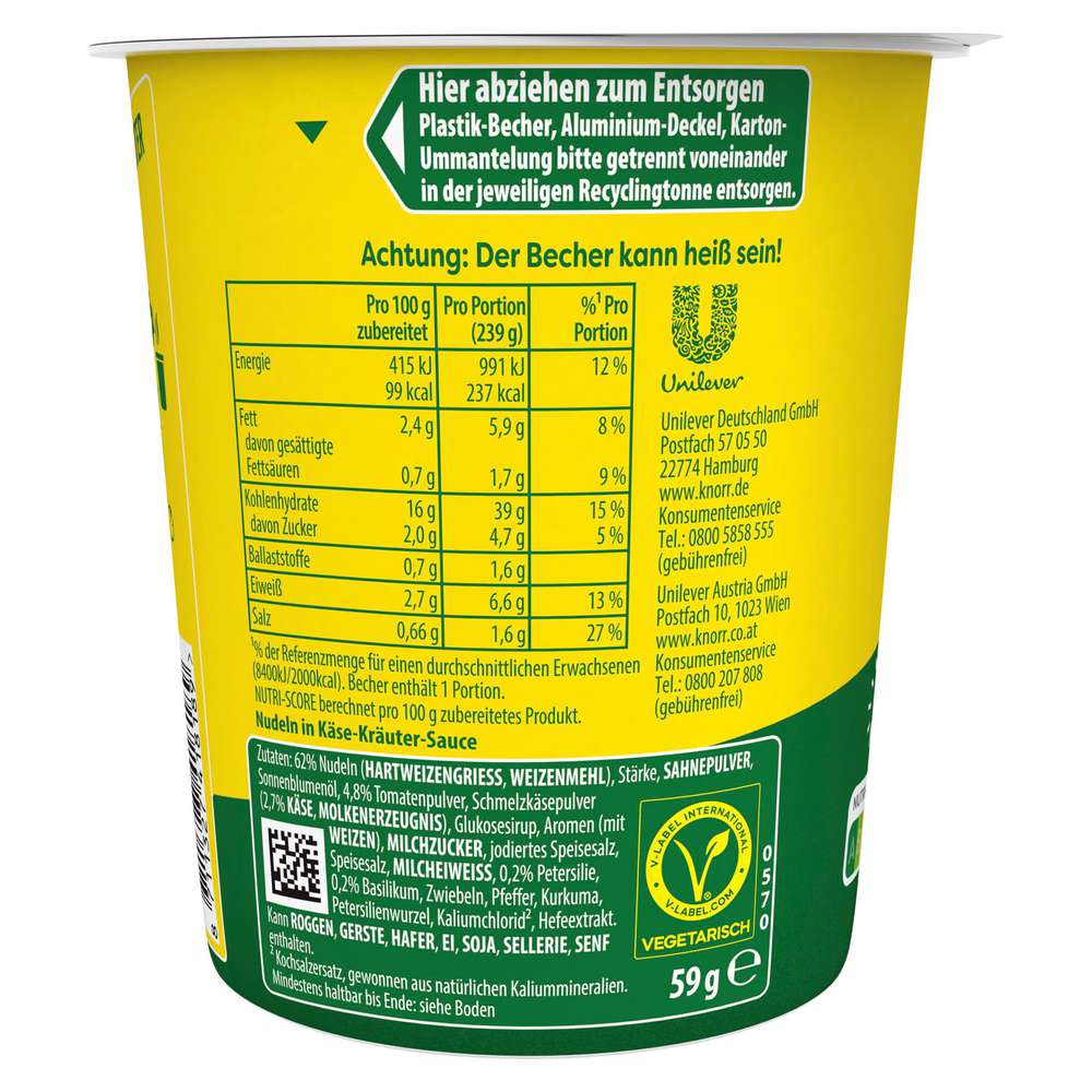 Produktabbildung Knorr Pasta Snack, Käse-Kräuter-Sauce