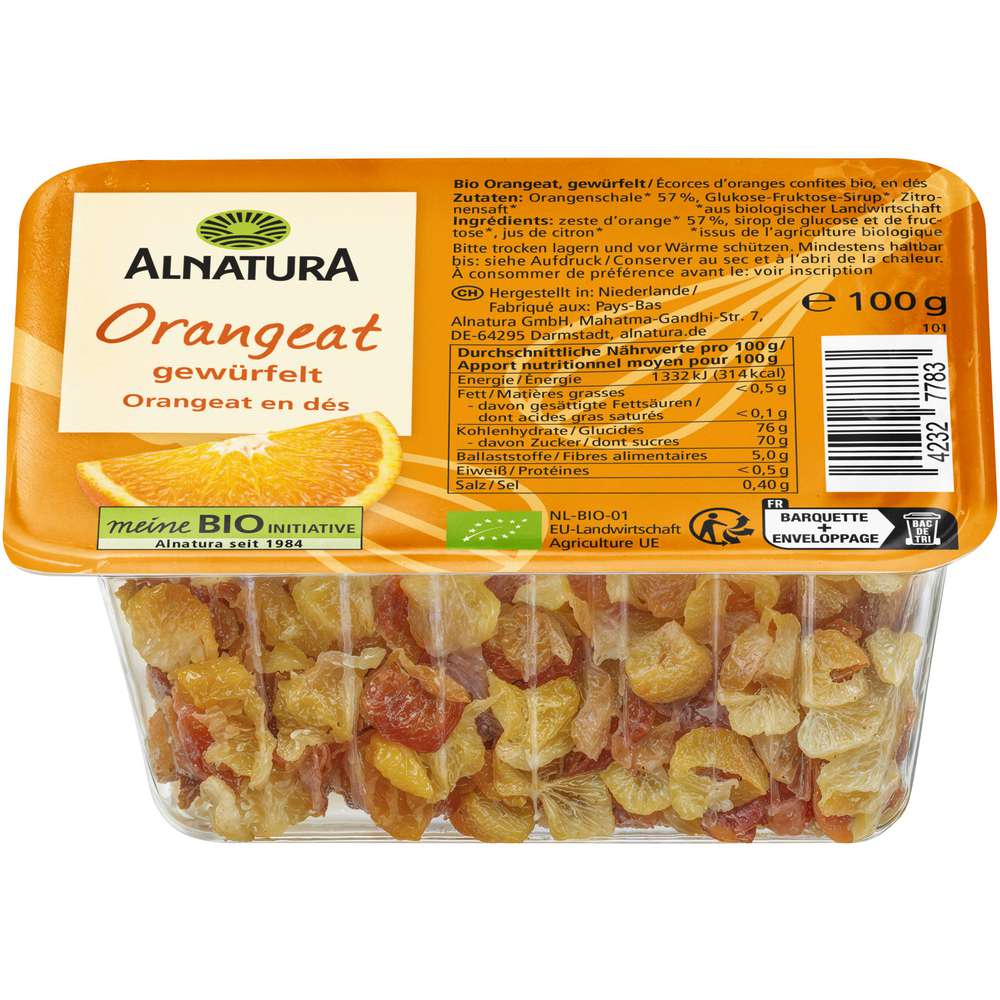 Produktabbildung Alnatura Bio Orangeat, gewürfelt