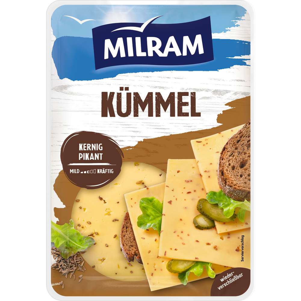 Produktabbildung Milram Käsescheiben Kümmel, Kernig Pikant