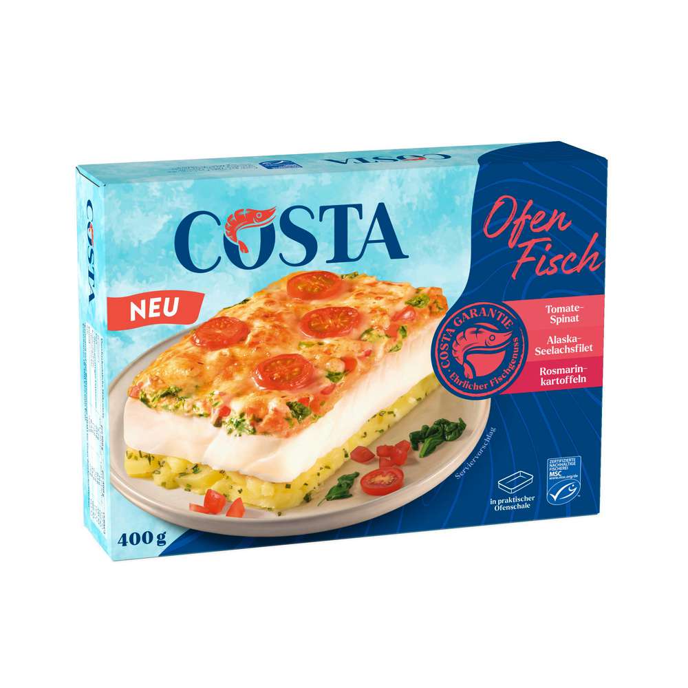 Produktabbildung Costa Ofenfisch Tomate-Spinat/Kartoffel-Rosmarin, tiefgekühlt
