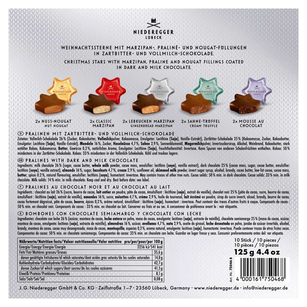 Produktabbildung Niederegger Pralinen Mix, Meister-Selektion Sterne