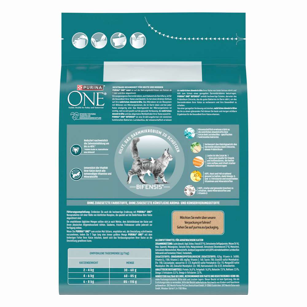 Produktabbildung Purina Katzen-Trockenfutter One, Bifensis, Adult Lachs