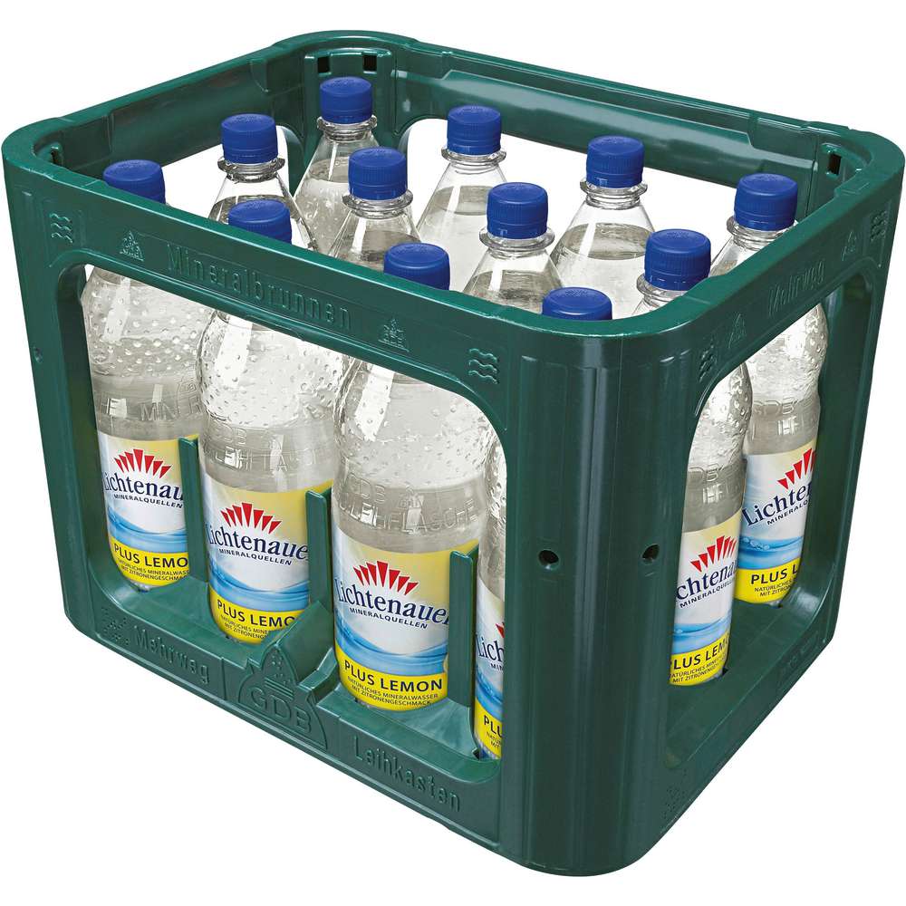 Produktabbildung Lichtenauer Wasser mit Geschmack, Plus Lemon, Zitronen-Geschmack (12x 1,000 Liter)