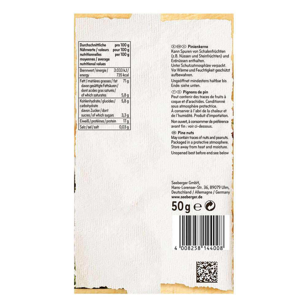 Produktabbildung Seeberger Milde Pinienkerne