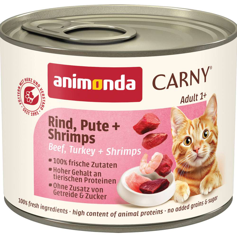 Produktabbildung animonda Katzen-Nassfutter Carny Adult, Rind/Pute/Shrimps