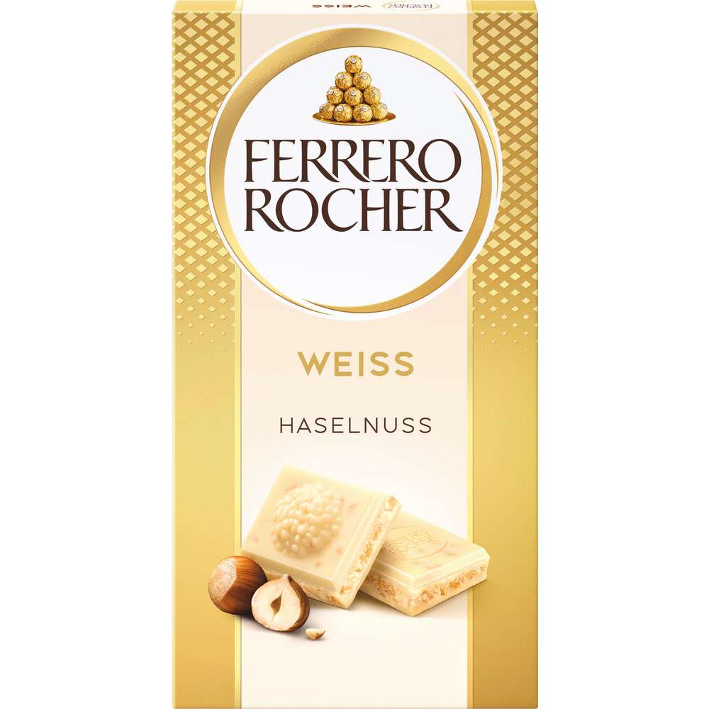 Produktabbildung Ferrero Rocher Tafelschokolade, weiß, Haselnuss