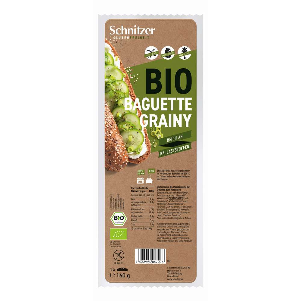 Produktabbildung Schnitzer Bio Aufback-Baguette Grainy