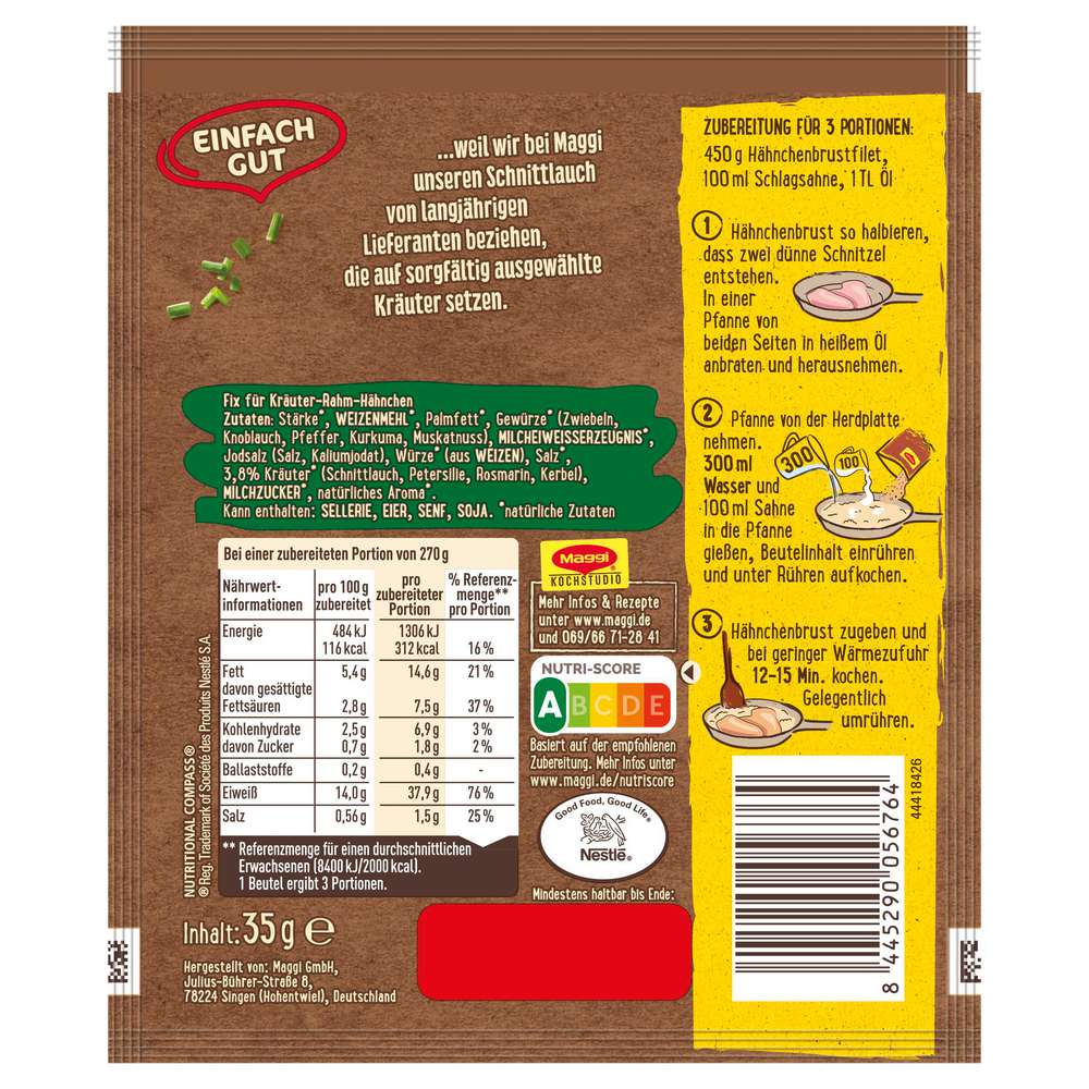 Produktabbildung Maggi Kräuter Rahm Hähnchen