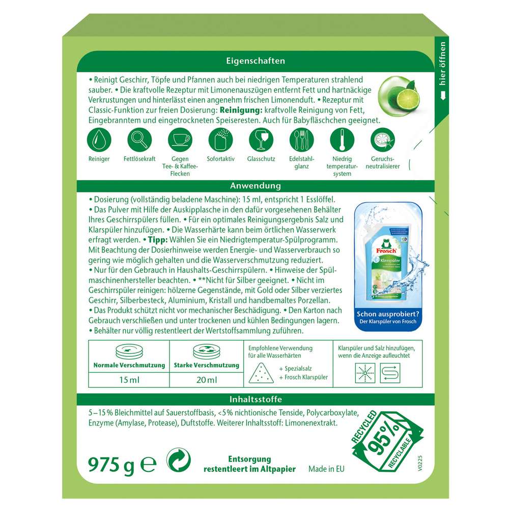 Produktabbildung Frosch Spülmaschinen-Pulver, Limone